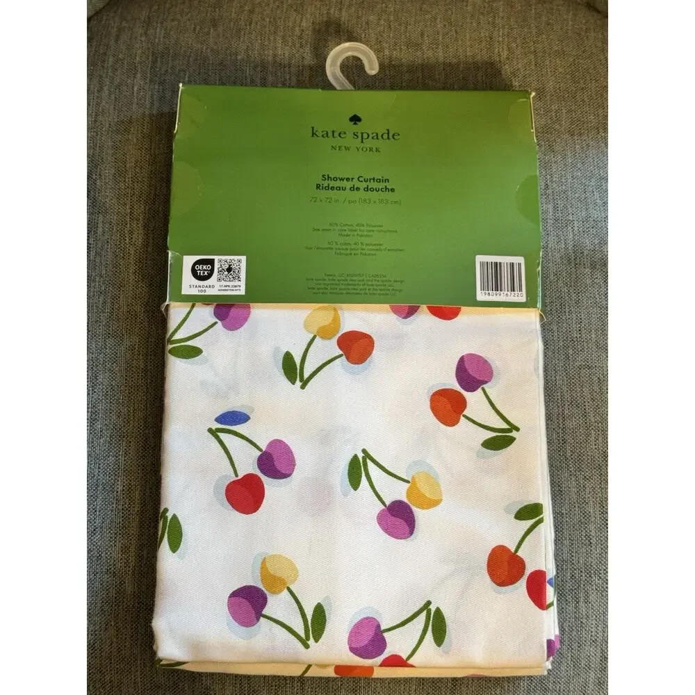 Kate Spade New York Multi Color Cherries Fabric Shower Curtain Rainbow Pride